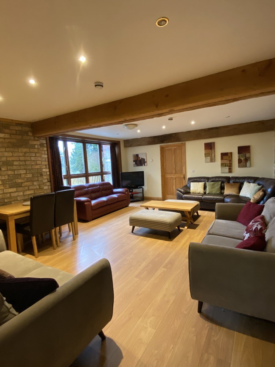 Large living room in the Barn with space for guests staying in the Barn and Cottage to socialise together